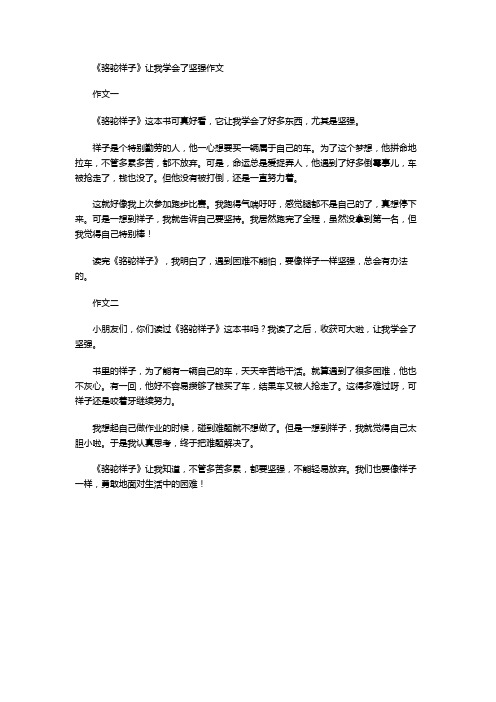 《骆驼祥子》让我学会了坚强作文