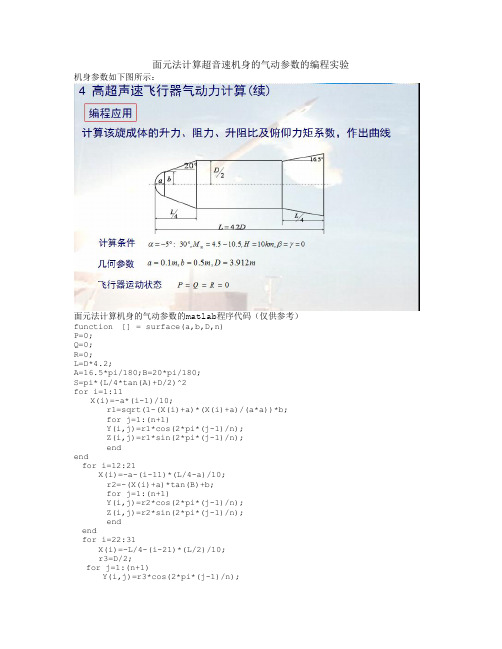 面元法计算机身的气动参数的matlab程序代码