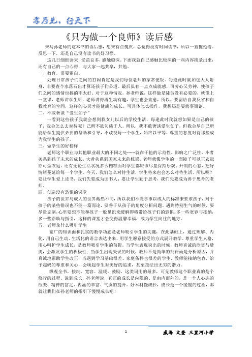 《只为做一个良师》读后感