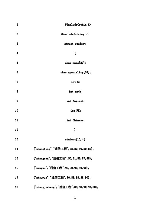 最新C语言大作业学生成绩查询系统源代码