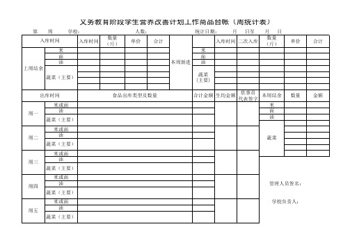 营养餐工作台帐