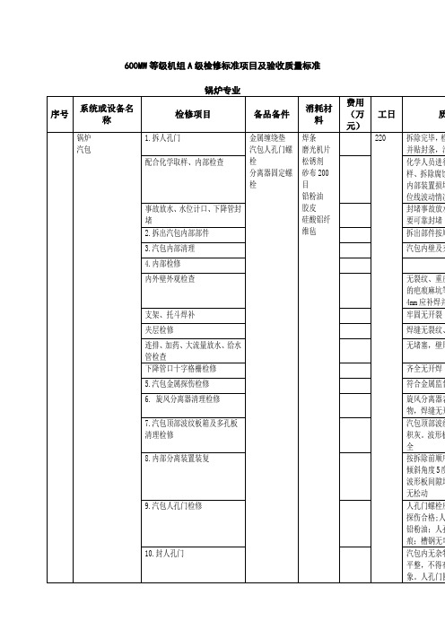 MW等级机组检修标准项目 (1)