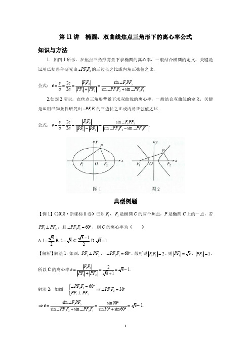 第11讲  椭圆、双曲线焦点三角形下的离心率公式