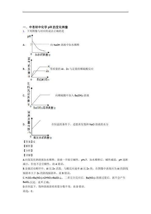 备战中考化学知识点过关培优 易错 难题训练∶pH的变化图像含答案