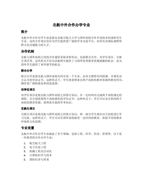 北航中外合作办学专业