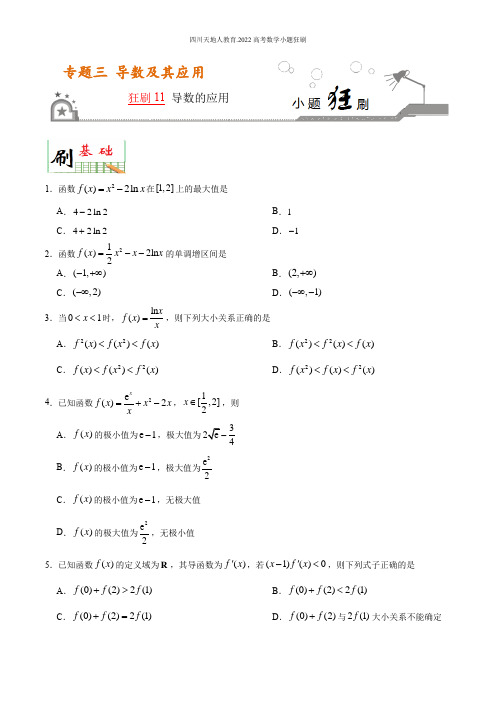 2022高考数学小题狂刷11 导数的应用 (原卷)