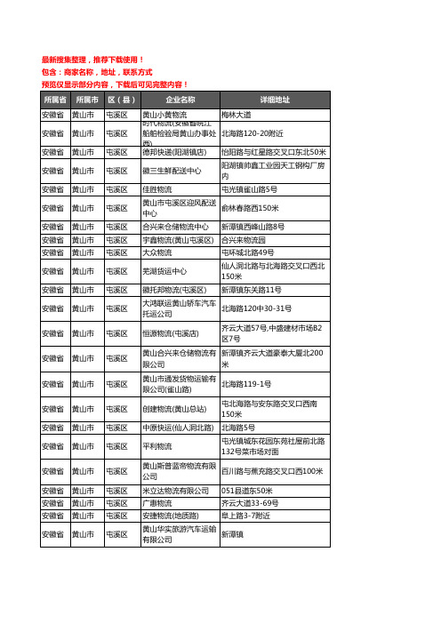 新版安徽省黄山市屯溪区货运企业公司商家户名录单联系方式地址大全54家