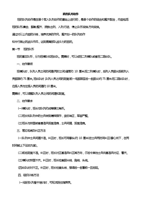 班的队列动作教案