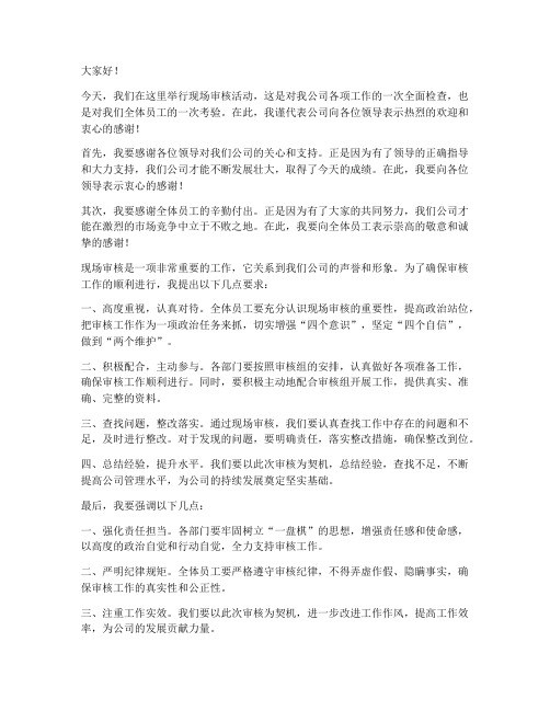 现场审核领导发言稿