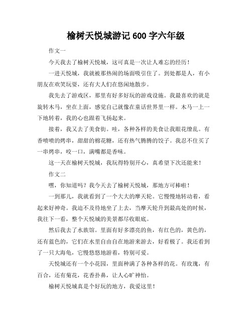 榆树天悦城游记600字六年级