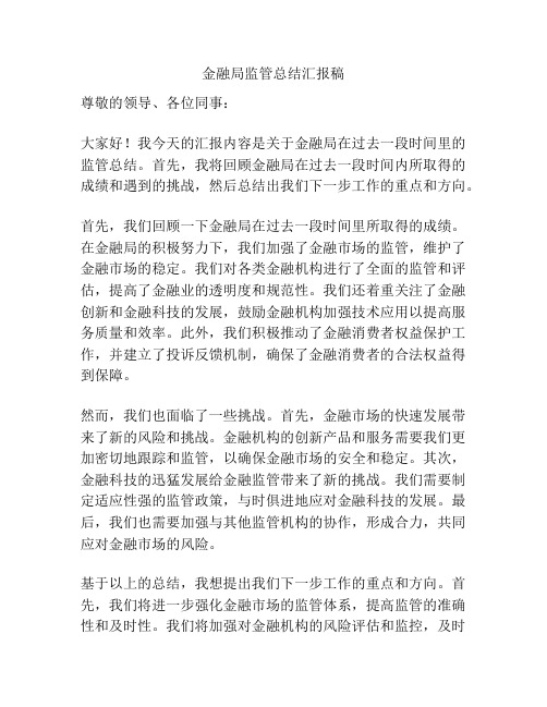 金融局监管总结汇报稿