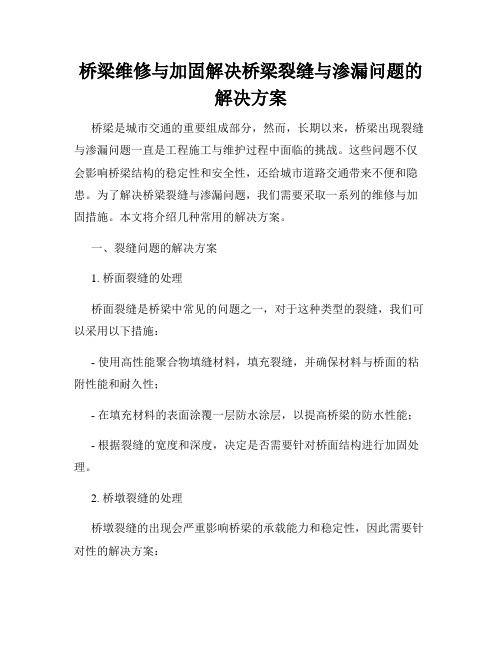 桥梁维修与加固解决桥梁裂缝与渗漏问题的解决方案