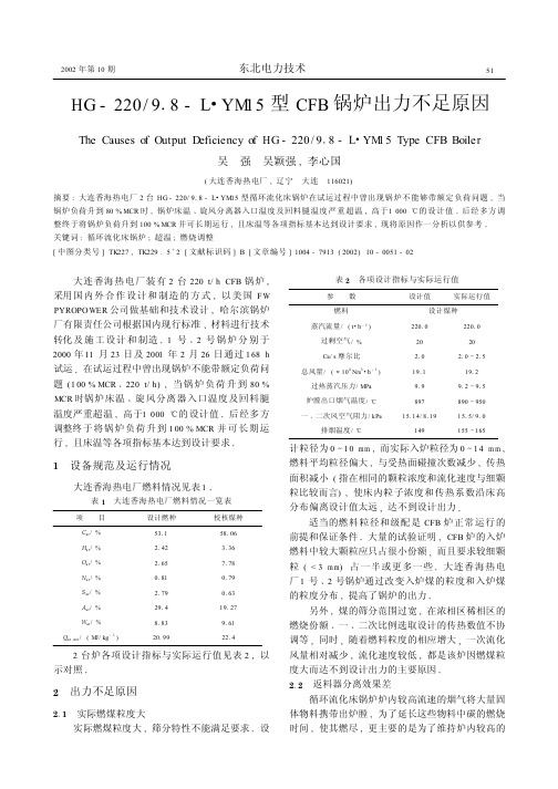 CFB锅炉出力不足原因