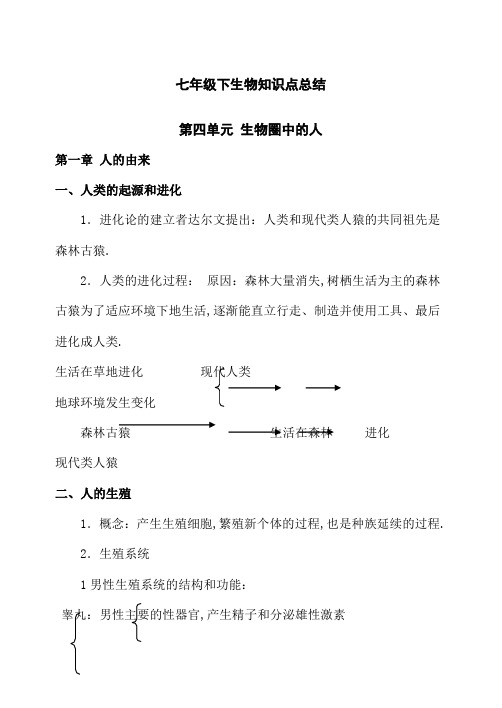 七年级下册生物知识点归纳