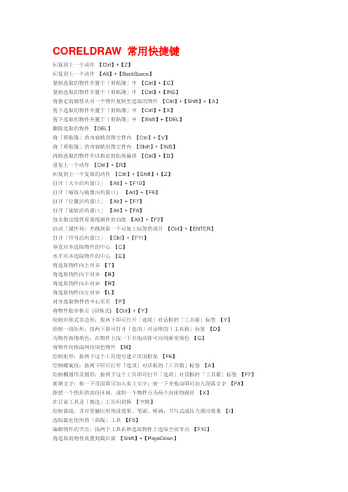 CORELDRAW 常用快捷键