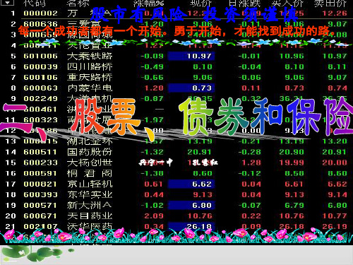 人教版_政治股票、债券和保险优秀PPT