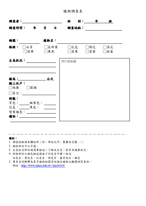 植物调查表