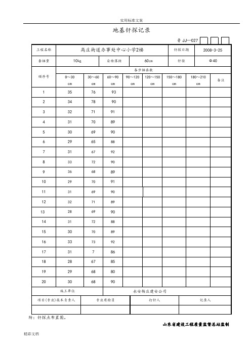 地基的钎探记录簿