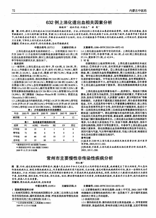 632例上消化道出血相关因素分析