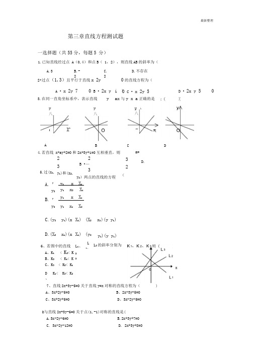 直线与方程测试题