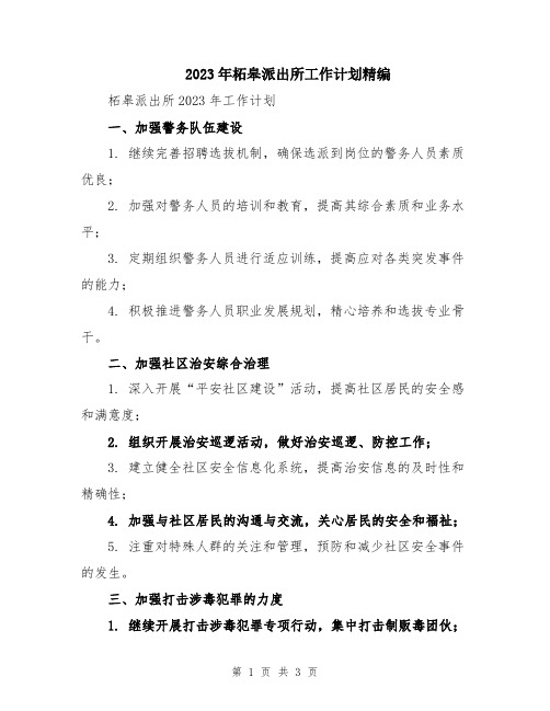 2023年柘皋派出所工作计划精编