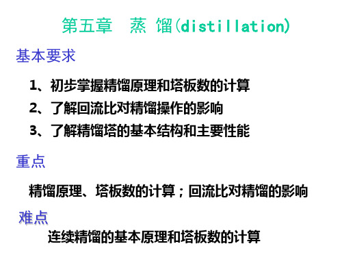 初步掌握精馏原理和塔板数的计算