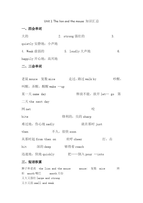 译林版六年级英语下册各单元知识点归纳