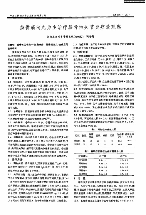 筋骨痛消丸为主治疗膝骨性关节炎疗效观察