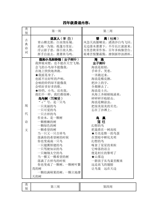 四年级晨读内容