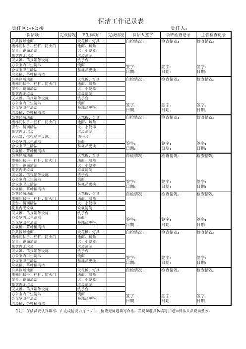 清洁公司保洁记录(检查表)