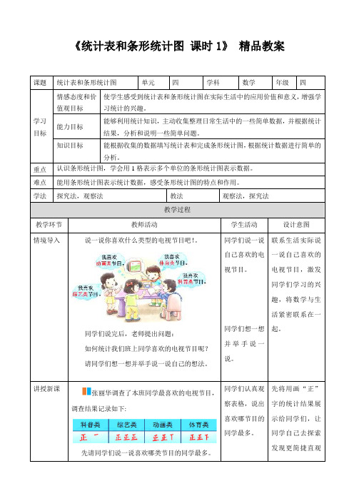 《统计表和条形统计图 课时1》 精品教案