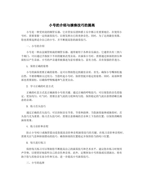 小号的介绍与演奏技巧的提高