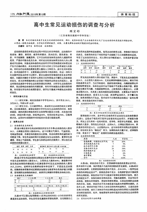 高中生常见运动损伤的调查与分析