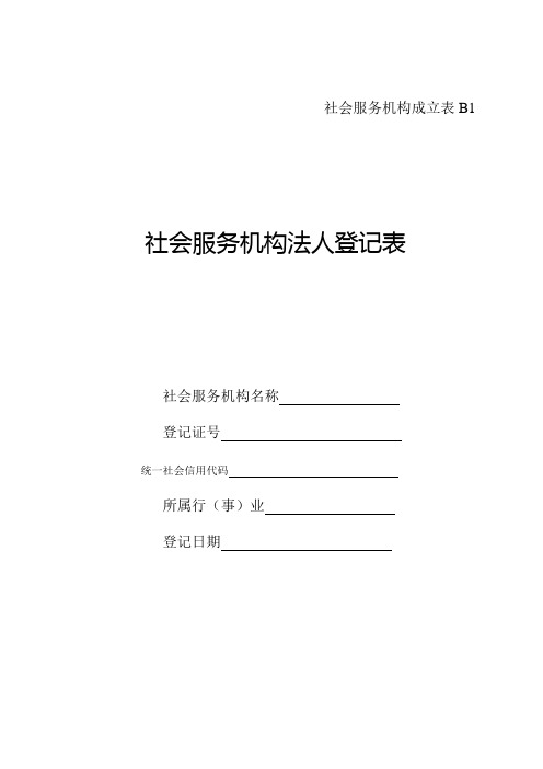 社会服务机构法人登记表-社会服务机构成立表B1