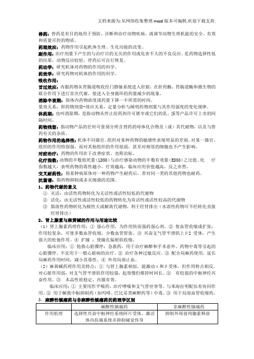 动物药理学复习资料