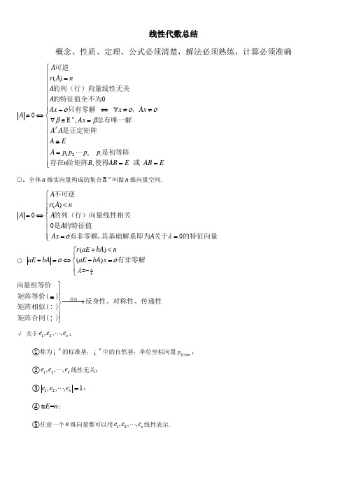 考研线性代数总结