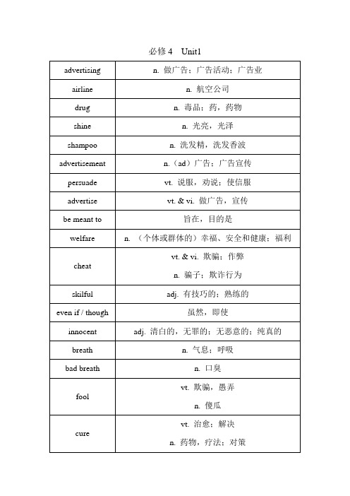 牛津英语必修4单词汇总