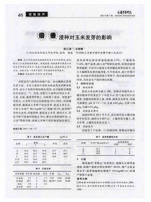 沼液浸种对玉米发芽的影响