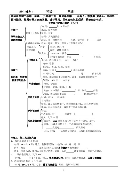 世界现代史复习学案