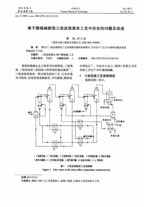 离子膜烧碱新型三效逆流蒸发工艺中存在的问题及改进