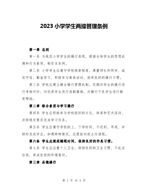 2023小学学生两操管理条例