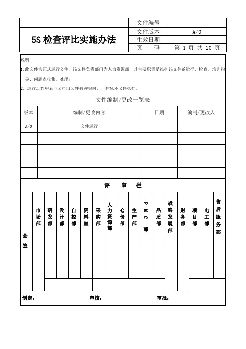 企业5S检查评比实施办法(附：生产现场5S检查评比标准)