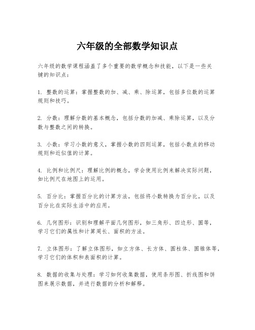 六年级的全部数学知识点