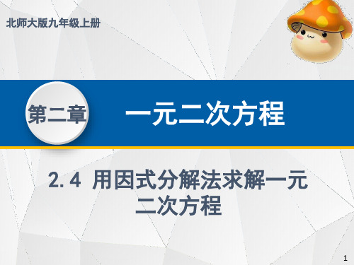 北师大 版九年级数学上册  2.4  因式分解法解方程  课件优秀课件PPT