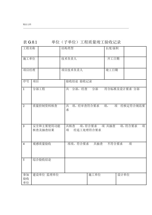 市政 道路单位工程质量竣工验收记录