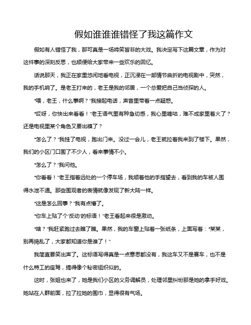 假如谁谁谁错怪了我这篇作文