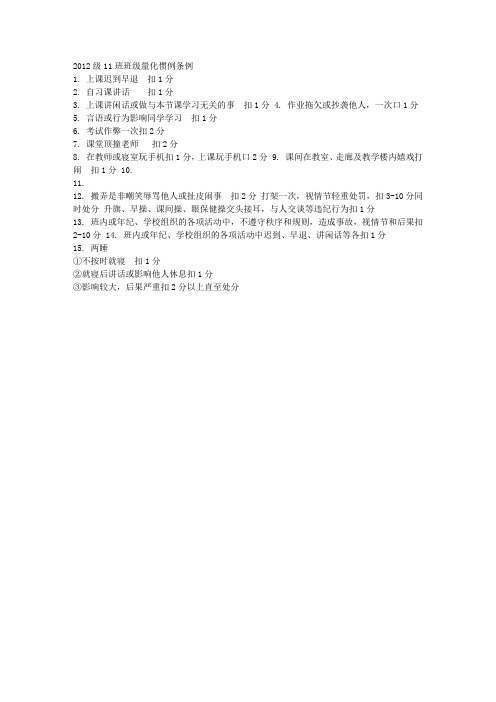 2012级11班班级量化惯例条例