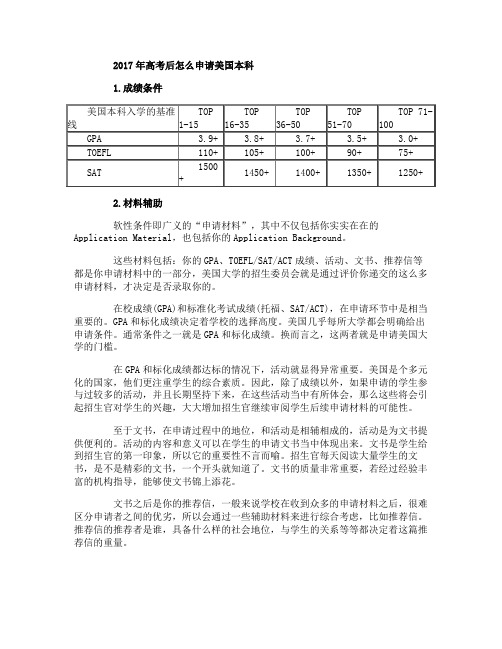 2017年高考后怎么申请美国本科