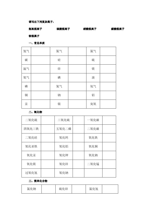 化学式书写 - 副本