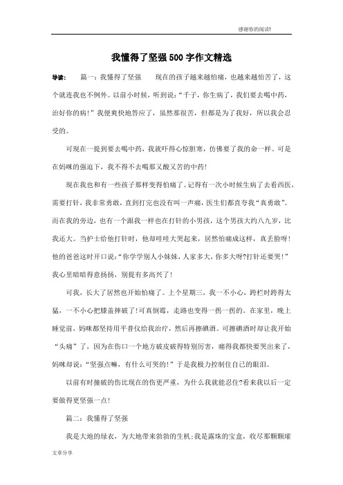 我懂得了坚强500字作文精选